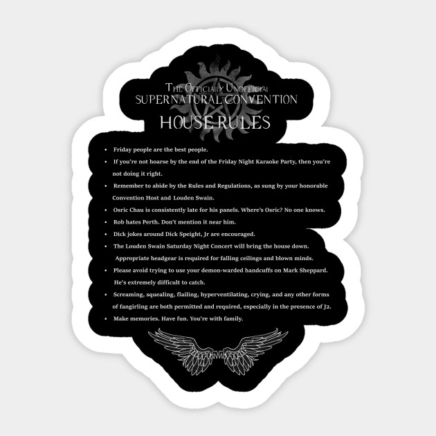 Officially Unofficial Supernatural Convention House Rules